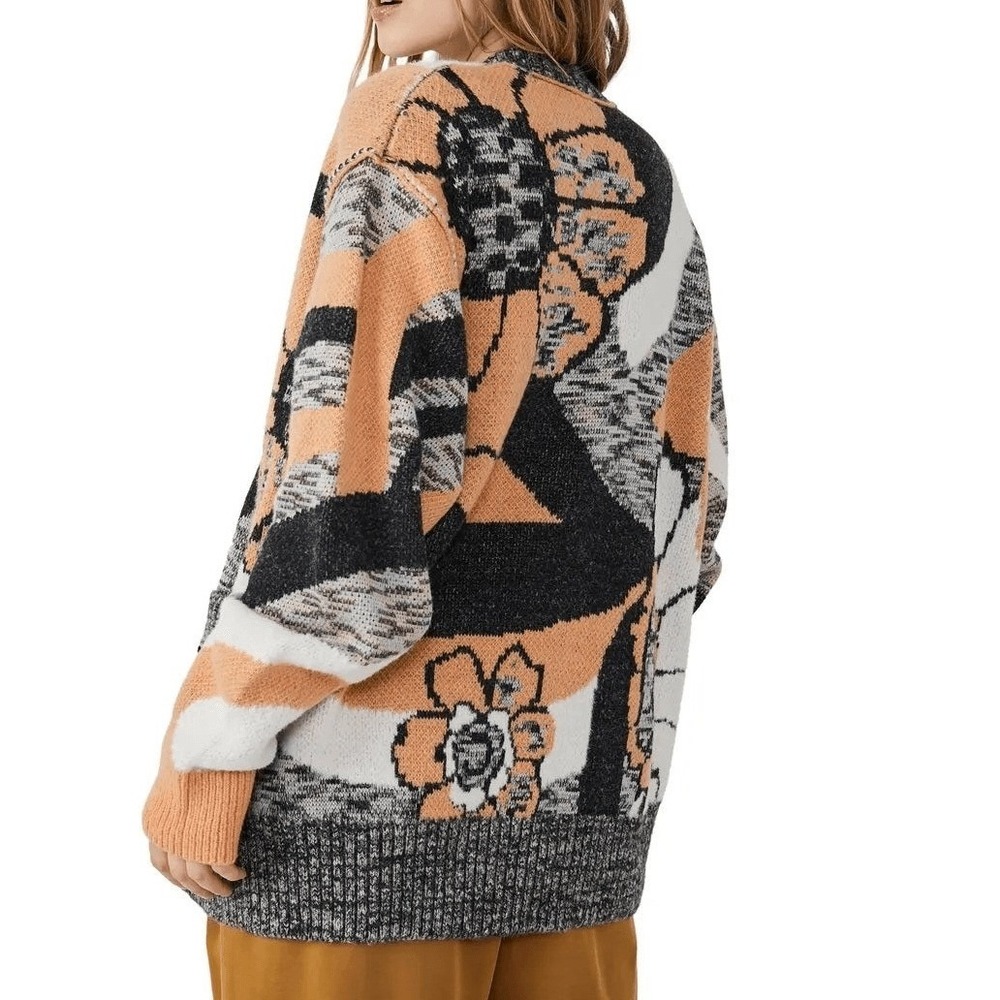 Free People August Cardigan in Peach Petals Combo Sweater Size XS - Picture 2 of 13